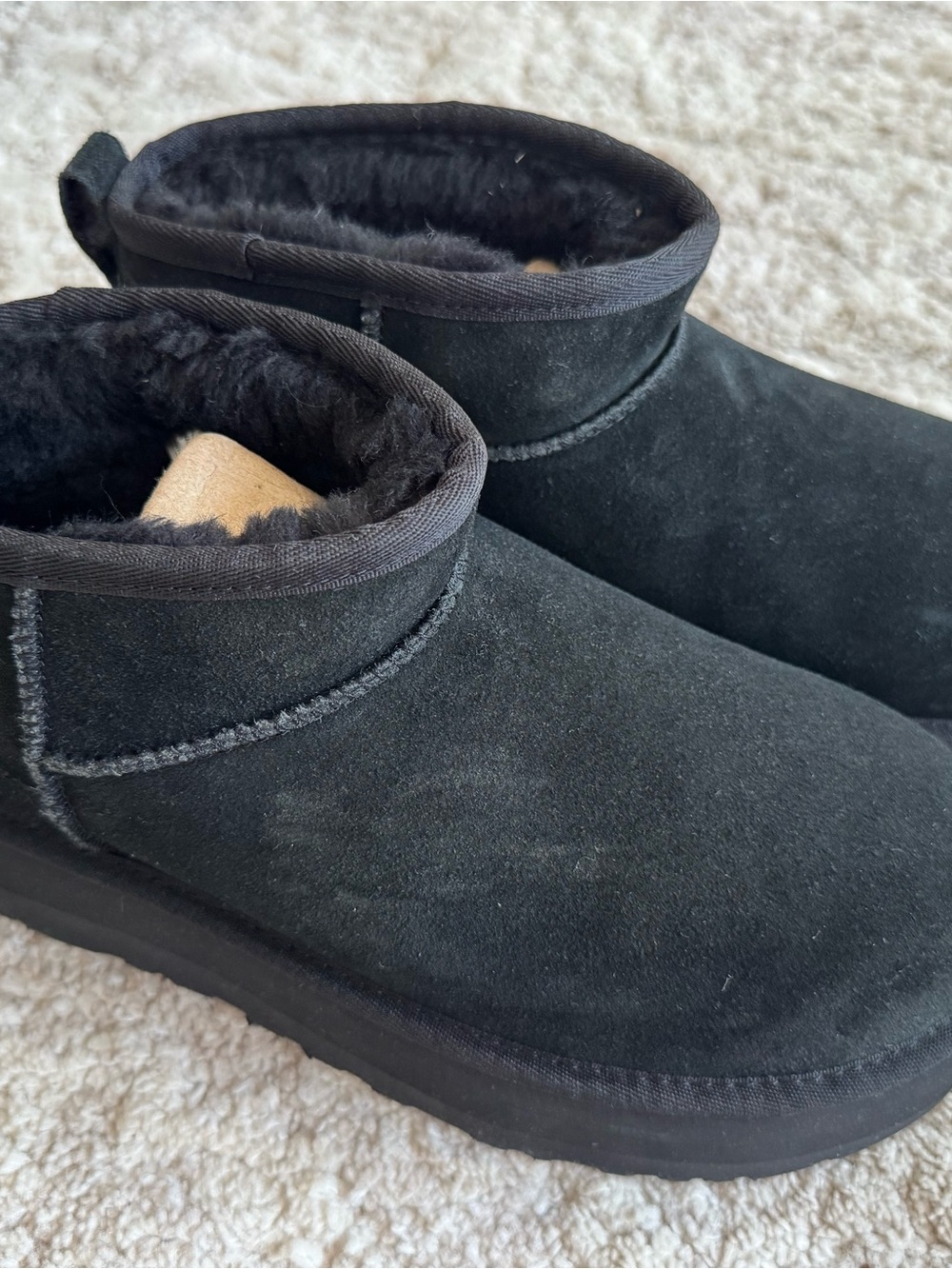 UGG Black Suede Shearling-Lined Ankle Boots